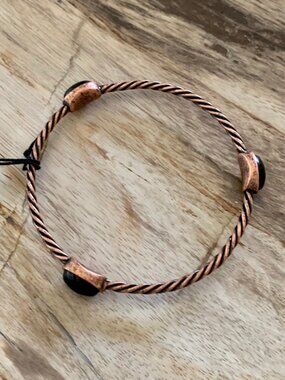Dyrberg/Kern Dolkar Onyx and Antique Copper Bangle bracelet